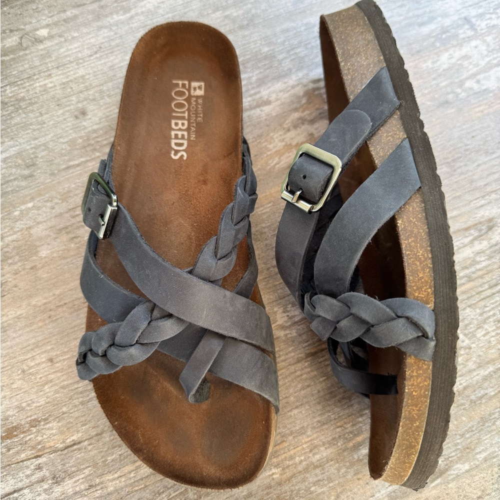 White Mountain Harrington Braided Slip-On Comfort Molded Footbed Sandals size 9.